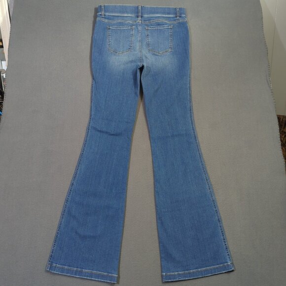 Spanx Jeans Women's XL Tall Blue EveryWear Flare Pull On Denim Wide Leg NWT - Picture 2 of 14